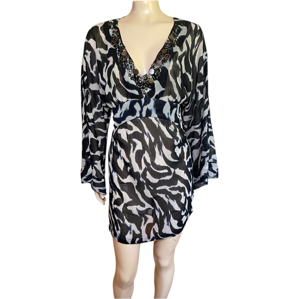 Alberto Makali Navy and White Swim Coverup